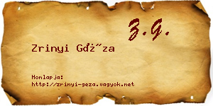 Zrinyi Géza névjegykártya